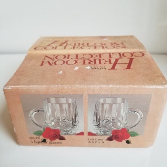 Crystal Liqueur Glasses Heirloom Collection with Finger Handle Lot of 4 Vintage - Picture 2 of 10